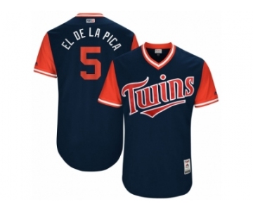 Men's 2017 Little League World Series Twins Eduardo Escobar #5 El De La Pica Navy Jersey