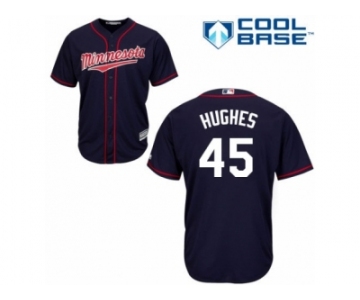 Men's Majestic Minnesota Twins #45 Phil Hughes Replica Navy Blue Alternate Road Cool Base MLB Jersey