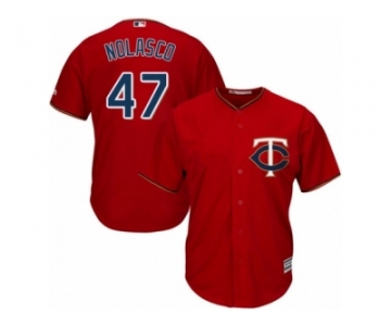 Men's Majestic Minnesota Twins #47 Ricky Nolasco Replica Scarlet Alternate Cool Base MLB Jersey