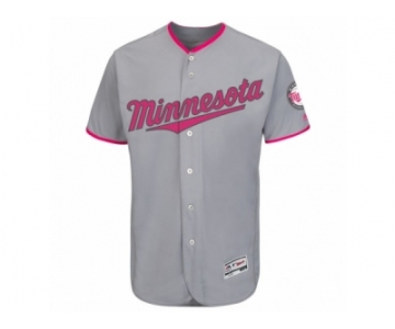 Men's Minnesota Twins Majestic Blank Gray Fashion 2016 Mother's Day Flex Base Team Jersey