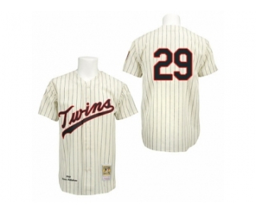 Men's Mitchell and Ness 1969 Minnesota Twins #29 Rod Carew Replica Cream Throwback MLB Jersey