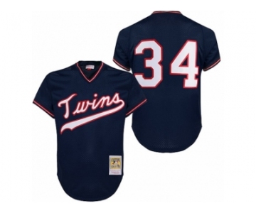 Men's Mitchell and Ness 1985 Minnesota Twins #34 Kirby Puckett Authentic Navy Blue Throwback MLB Jersey
