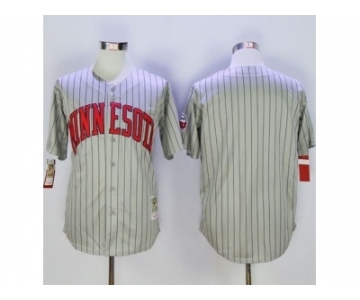 Mitchell And Ness Minnesota Twins Blank Grey Strip Throwback Stitched Baseball Jersey