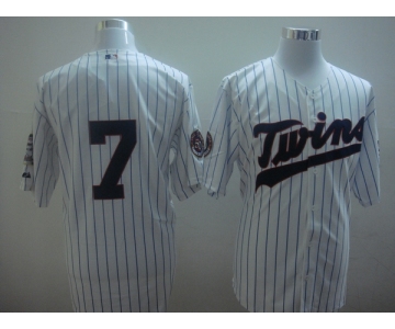 mlb Minnesota Twins #7 mauer 50th white(blue strip)