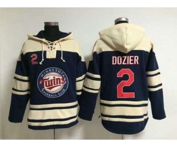 mlb jerseys minnesota twins #2 dozier blue[pullover hooded sweatshirt][dozier]
