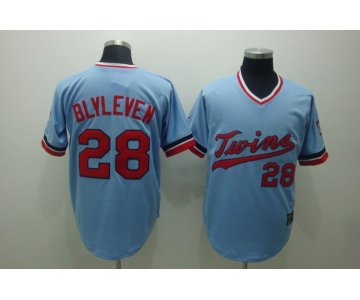mlb minnesota twins #28 blvleven baby blue[cooperstown throwback]