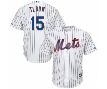 Men New York Mets #15 Tim Tebow Majestic White Home Cool Base Player Jersey