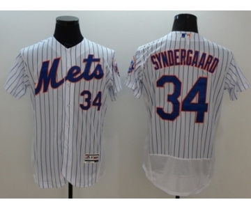 Men New York Mets #34 Noah Syndergaar Majestic White Flexbase Authentic Collection Player Jersey