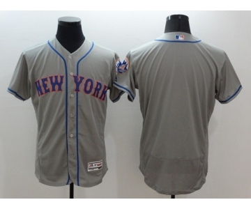 Men New York Mets Blank Majestic Grey Flexbase Authentic Collection Jersey