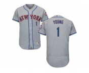 Men's Majestic New York Mets #1 Chris Young Grey Flexbase Authentic Collection MLB Jersey