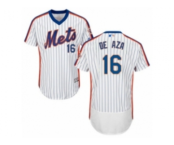 Men's Majestic New York Mets #16 Alejandro De Aza White Royal Flexbase Authentic Collection MLB Jersey