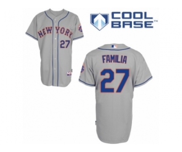 Men's Majestic New York Mets #27 Jeurys Familia Authentic Grey Road Cool Base MLB Jersey