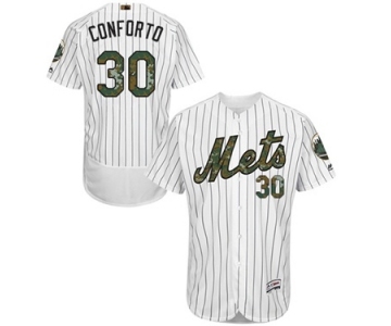 Men's Majestic New York Mets #30 Michael Conforto Authentic White 2016 Memorial Day Fashion Flex Base MLB Jersey