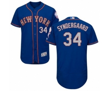 Men's Majestic New York Mets #34 Noah Syndergaard Royal Gray Flexbase Authentic Collection MLB Jersey