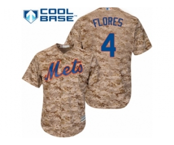 Men's Majestic New York Mets #4 Wilmer Flores Replica Camo Alternate Cool Base MLB Jersey