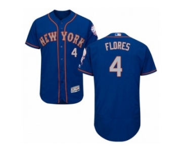 Men's Majestic New York Mets #4 Wilmer Flores Royal Gray Flexbase Authentic Collection MLB Jersey
