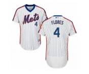 Men's Majestic New York Mets #4 Wilmer Flores White Royal Flexbase Authentic Collection MLB Jersey