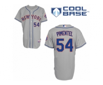 Men's Majestic New York Mets #54 Stolmy Pimentel Replica Grey Road Cool Base MLB Jersey
