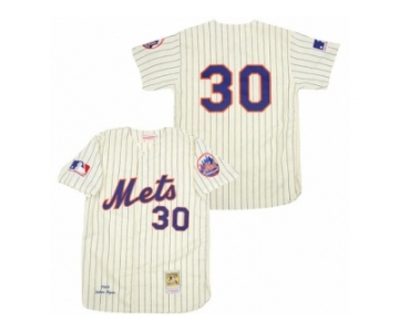 Men's Mitchell and Ness 1969 New York Mets #30 Nolan Ryan Authentic Cream Throwback MLB Jersey