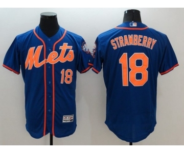 Men's New York Mets #18 Darryl Strawberry Majestic Royal Blue Flexbase Authentic Collection Player Jersey