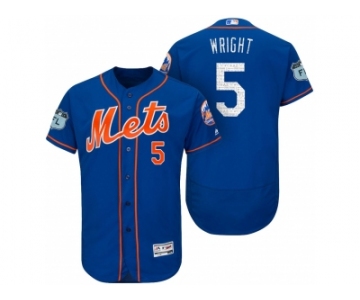 Men's New York Mets #5 David Wright 2017 Spring Training Flex Base Authentic Collection Stitched Baseball Jersey
