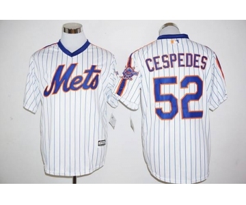 Men's New York Mets #52 Yoenis Cespedes Majestic White With 25th Anniversary Patch Official Cool Base Player Jersey