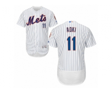 New York Mets #11 Norichika Aoki White Flexbase Authentic Collection MLB Jersey