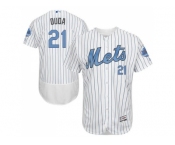 New York Mets #21 Lucas Duda White(Blue Strip) Flexbase Authentic Collection 2016 Father's Day Stitched Baseball Jersey