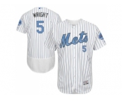 New York Mets #5 David Wright White(Blue Strip) Flexbase Authentic Collection 2016 Father's Day Stitched Baseball Jersey