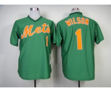 mlb jerseys new york mets #1 wilson green[1985 m&n]