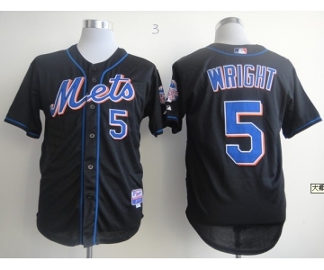 mlb jerseys new york mets #5 wright black[2013 mlb all star patch]