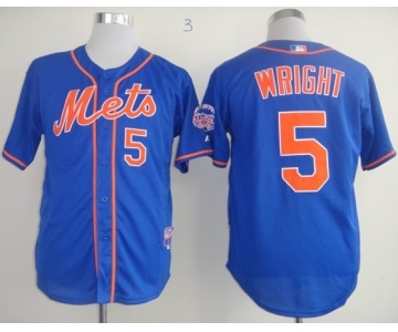 mlb jerseys new york mets #5 wright blue[2013 mlb all star patch]