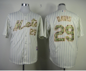 mlb new york mets #29 davis cream(blue strip)[number camo]