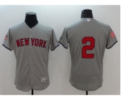 Men New York Yankees #2 Derek Jeter Gray Stars & Stripes 2016 Independence Day Flex Base Jersey