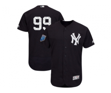 Men New York Yankees #99 Aaron Judge Majestic Navy 2018 Spring Training Flex Base Player Jersey