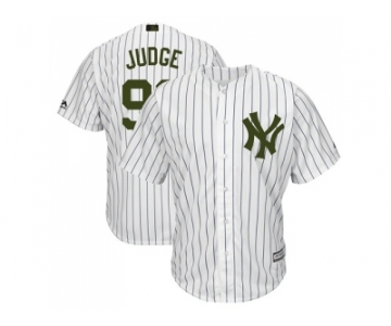 Men New York Yankees #99 Aaron Judge White Strip New Cool Base 2018 Memorial Day Stitched MLB Jersey