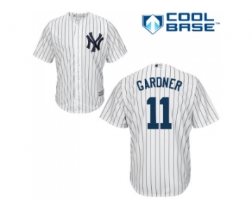 Men's Majestic New York Yankees #11 Brett Gardner Replica White Home MLB Jersey