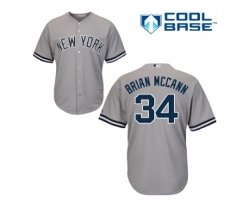 Men's Majestic New York Yankees #34 Brian McCann Replica Grey Road MLB Jersey