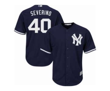 Men's Majestic New York Yankees #40 Luis Severino Replica Navy Blue Alternate MLB Jersey