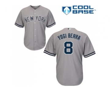 Men's Majestic New York Yankees #8 Yogi Berra Replica Grey Road MLB Jersey