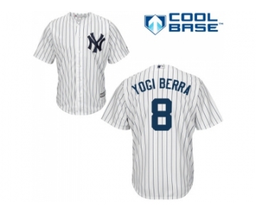 Men's Majestic New York Yankees #8 Yogi Berra Replica White Home MLB Jersey