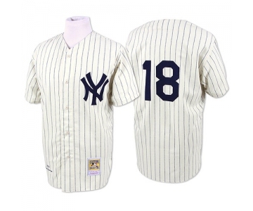 Men's Mitchell and Ness New York Yankees #18 Don Larsen Authentic White Throwback MLB Jersey