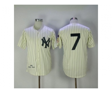 Mitchell And Ness 1951 New York Yankees #7 Mickey Mantle Cream Throwback Stitched MLB Jersey