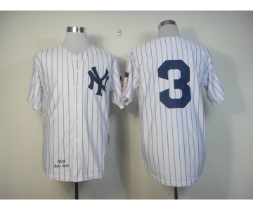 mlb jerseys new york yankees #3 ruth m&n white 1929