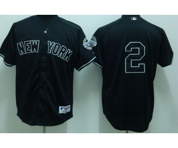 mlb new york yankees #2 jeter black(2009 logo)