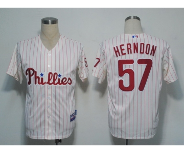 MLB Philadephia Phillies #57 Herndon white[red strip]Cool Base