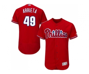 Men Philadelphia Phillies #49 Jake Arrieta Red Flexbase Authentic Collection Stitched MLB Jersey
