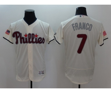 Men Philadelphia Phillies #7 Maikel Franco Cream Stars & Stripes 2016 Independence Day Flex Base Jersey