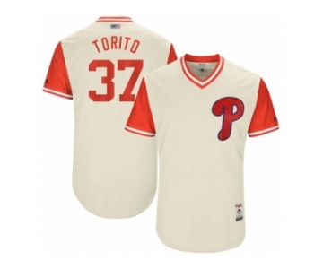 Men's 2017 Little League World Series Phillies #37 Odubel Herrera Torito Tan Jersey