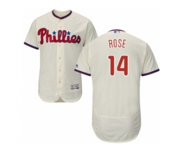 Men's Majestic Philadelphia Phillies #14 Pete Rose Cream Flexbase Authentic Collection MLB Jersey